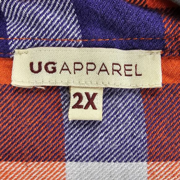Clemson Tigers Flannel Shirt Plaid Button Up Long Sleeve Roll Tab UG Apparel 2X - Picture 9 of 11